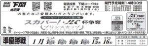 【下関競艇予想（1/16）】ルーキーシリーズ スカパー！・JLC杯争奪プリンスカップ（2020）最終日の買い目はコレ！