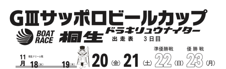 【桐生競艇予想（11/20）】G3サッポロビールカップ（2020）3日目の買い目はコレ！