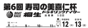 【桐生競艇予想（11/12）】第6回寿司の美喜仁杯（2020）5日目の買い目はコレ！