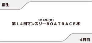 【桐生競艇予想（1/22）】マンスリーBOATRACE杯（2021）4日目の買い目はコレ！