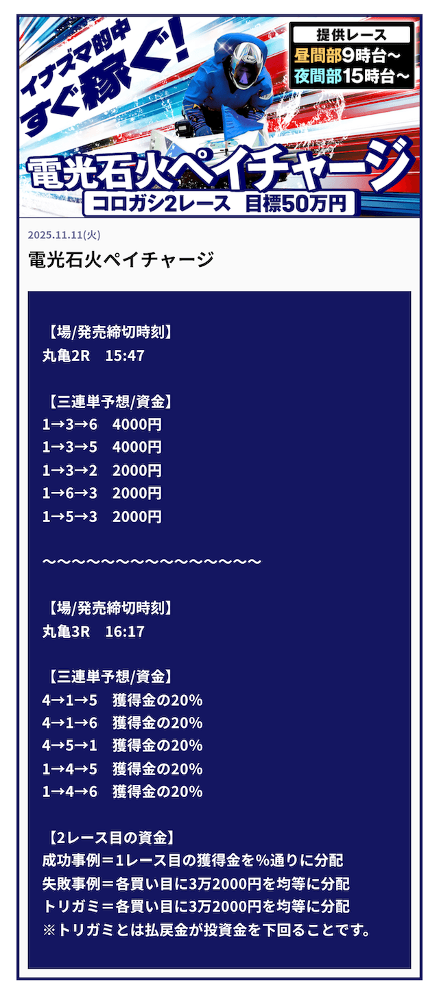 ボートキング有料予想 電光石火ペイチャージ