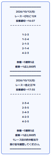 カジトリのファーストウェーブ有料予想の買い目